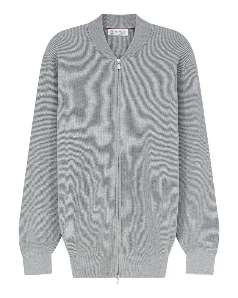 Brunello Cucinelli ribbed-knit zip-up sweater - Grau Grau