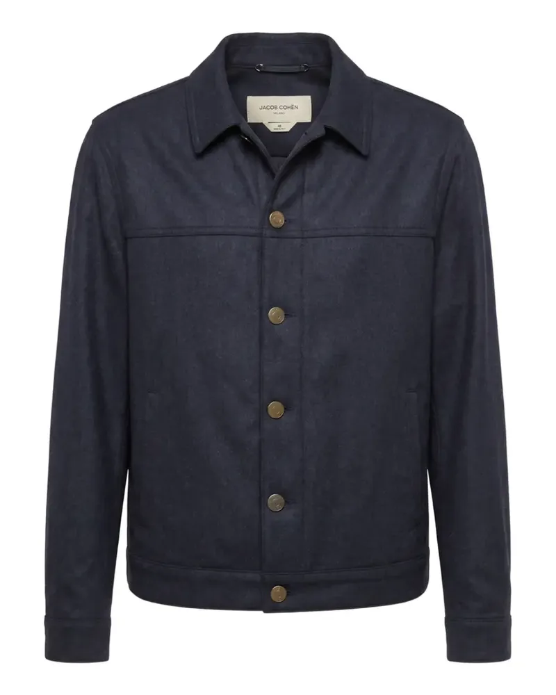 Jacob Cohën Geknöpfte Jacke mit Logo-Patch - Blau Blau