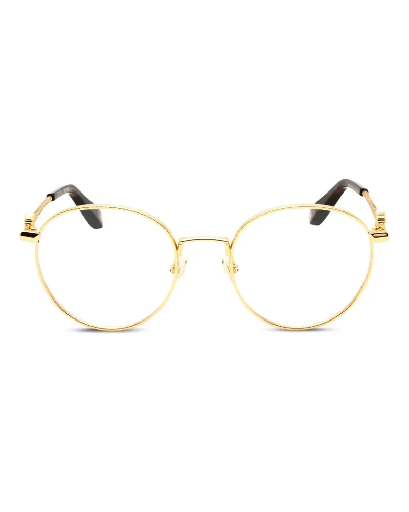 Roberto Cavalli Runde Brille mit Logo-Schild - Gold Gold