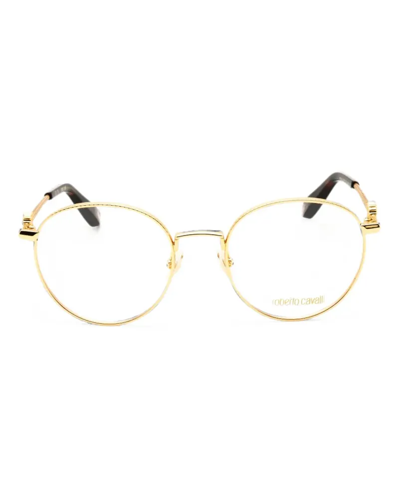 Roberto Cavalli round-frame logo-plaque glasses - Gold Gold