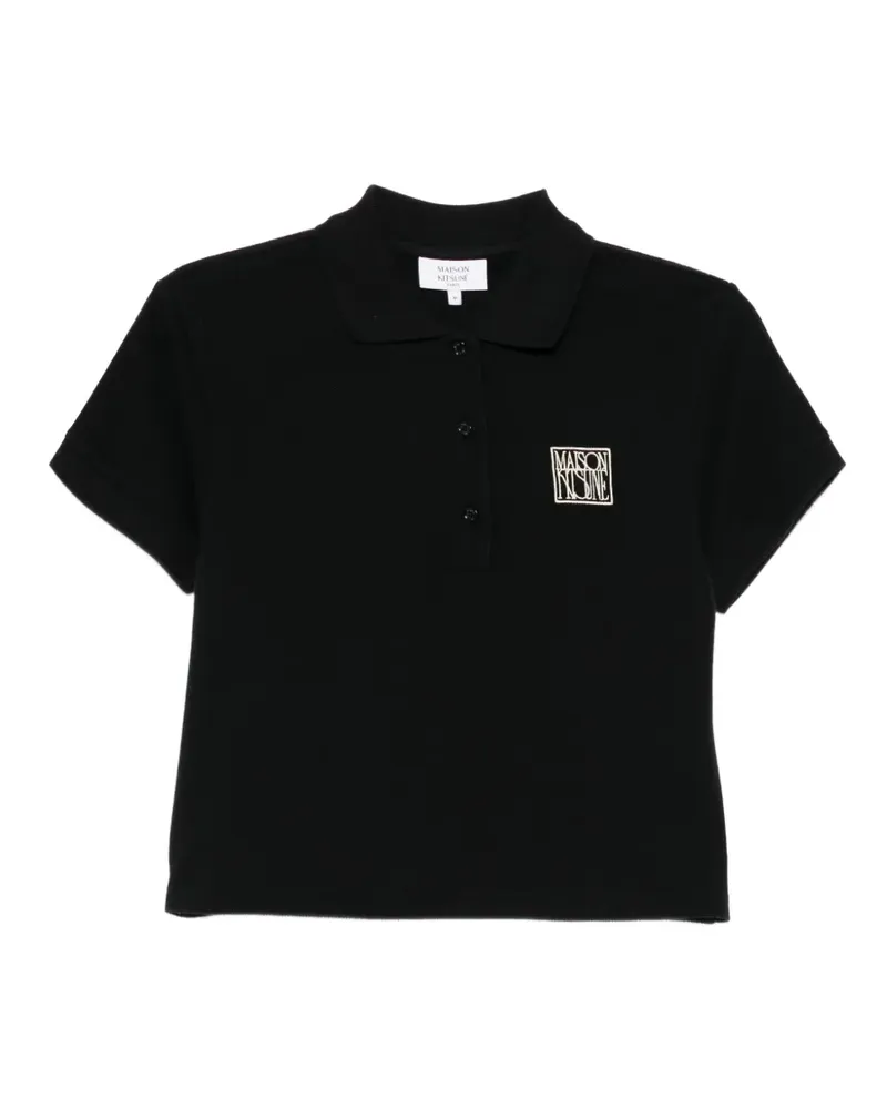Kitsuné logo stamp cropped polo - Schwarz Schwarz