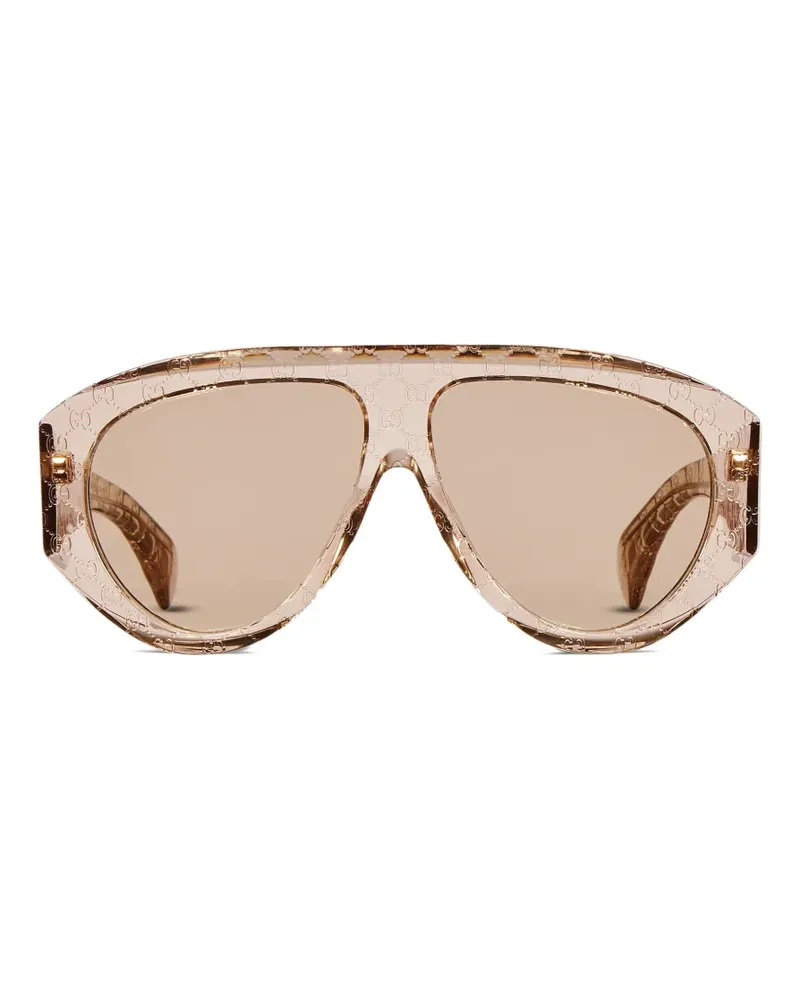 Gucci logo browline sunglasses - Nude Nude