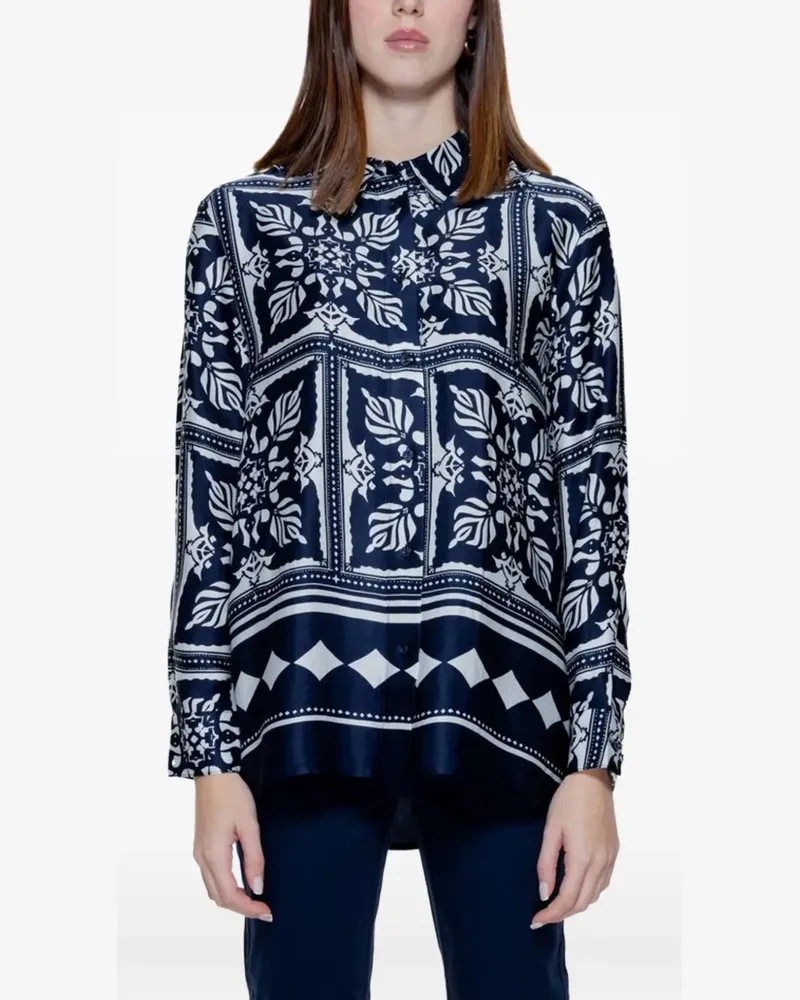 Street One floral-print silk shirt - Blau Blau