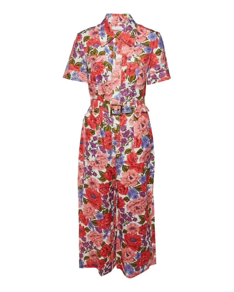 Zimmermann Poppy-print belted jumpsuit - Weiß Weiß