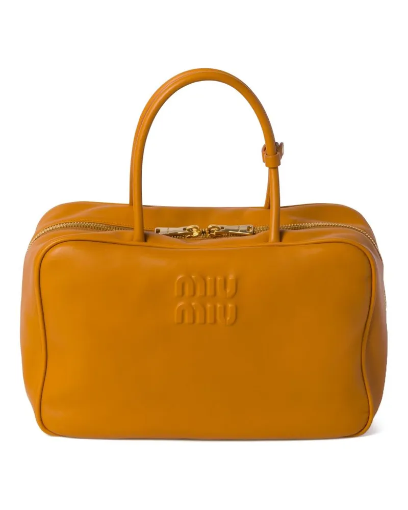 Miu Miu Handtasche mit Logo-Prägung - Gelb Gelb