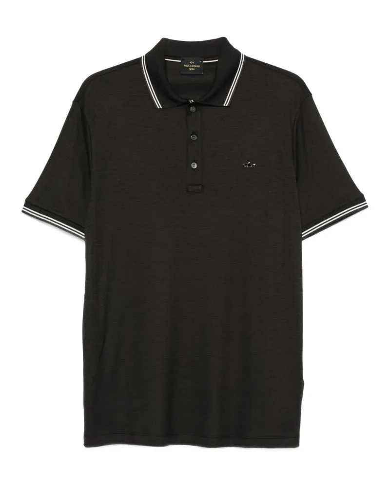 Paul & Shark logo-plaque tipped polo shirt - Schwarz Schwarz