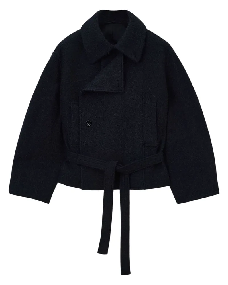 Christophe Lemaire Asymmetrischer Cropped-Mantel - Schwarz Schwarz