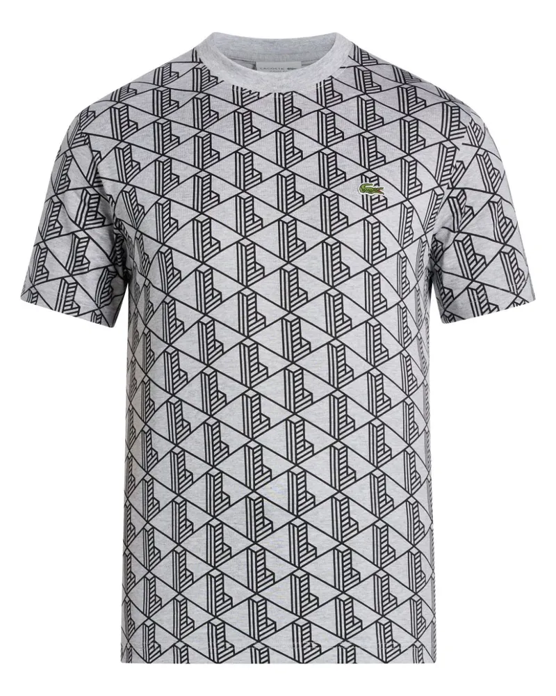 Lacoste T-Shirt mit Monogrammmuster - Grau Grau