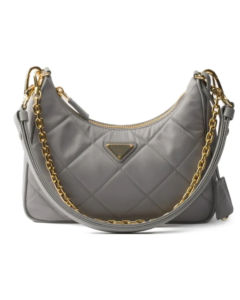 Prada Gesteppte Re-Edition Schultertasche - Grau Grau