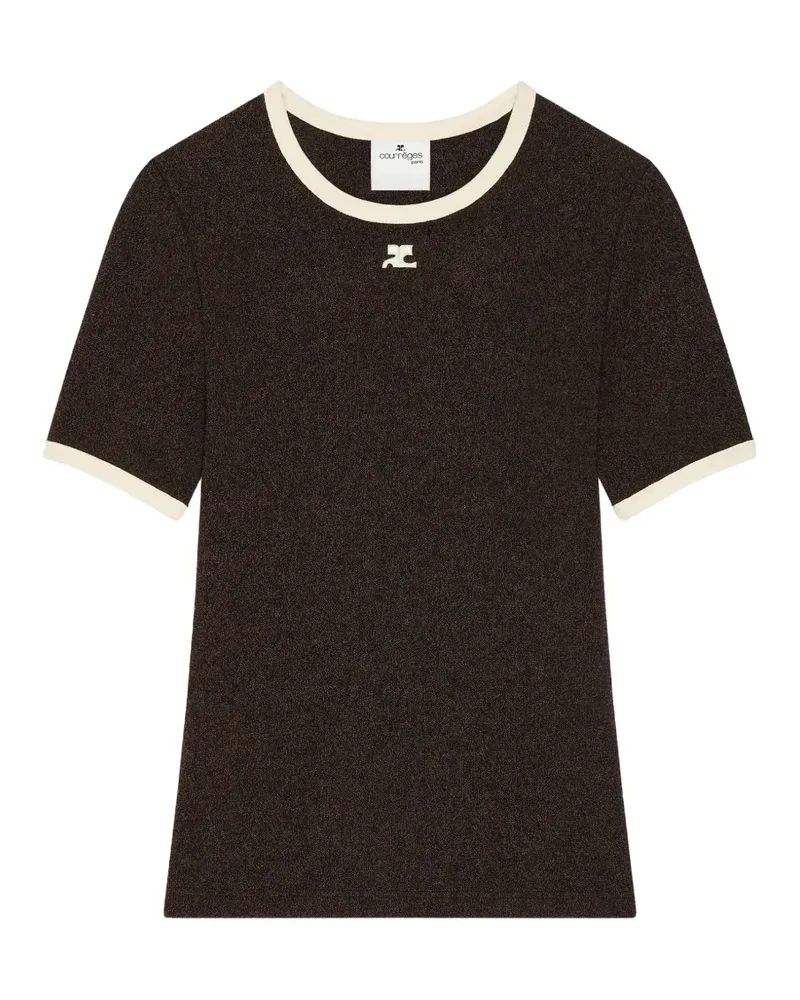 Courrèges heather contrast-trim T-shirt - Braun Braun