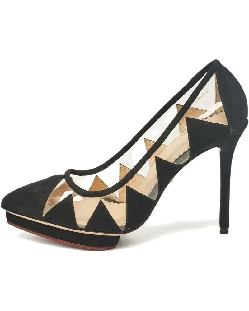 Charlotte Olympia suede platform heel pumps - Schwarz Schwarz