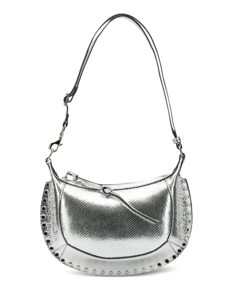 Isabel Marant Oskan Moon Schultertasche mit Schlangenleder-Effekt und Nieten - Silber Silber