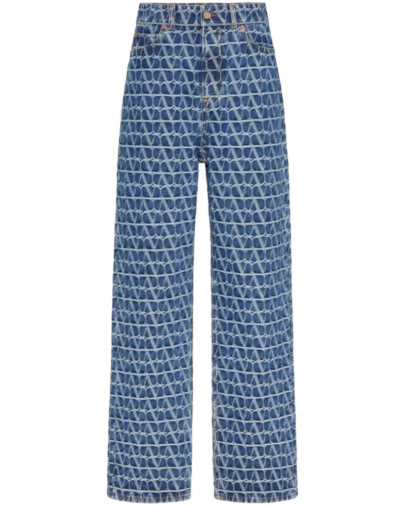 Valentino Garavani Gerade Toile Iconographe Jeans Blau