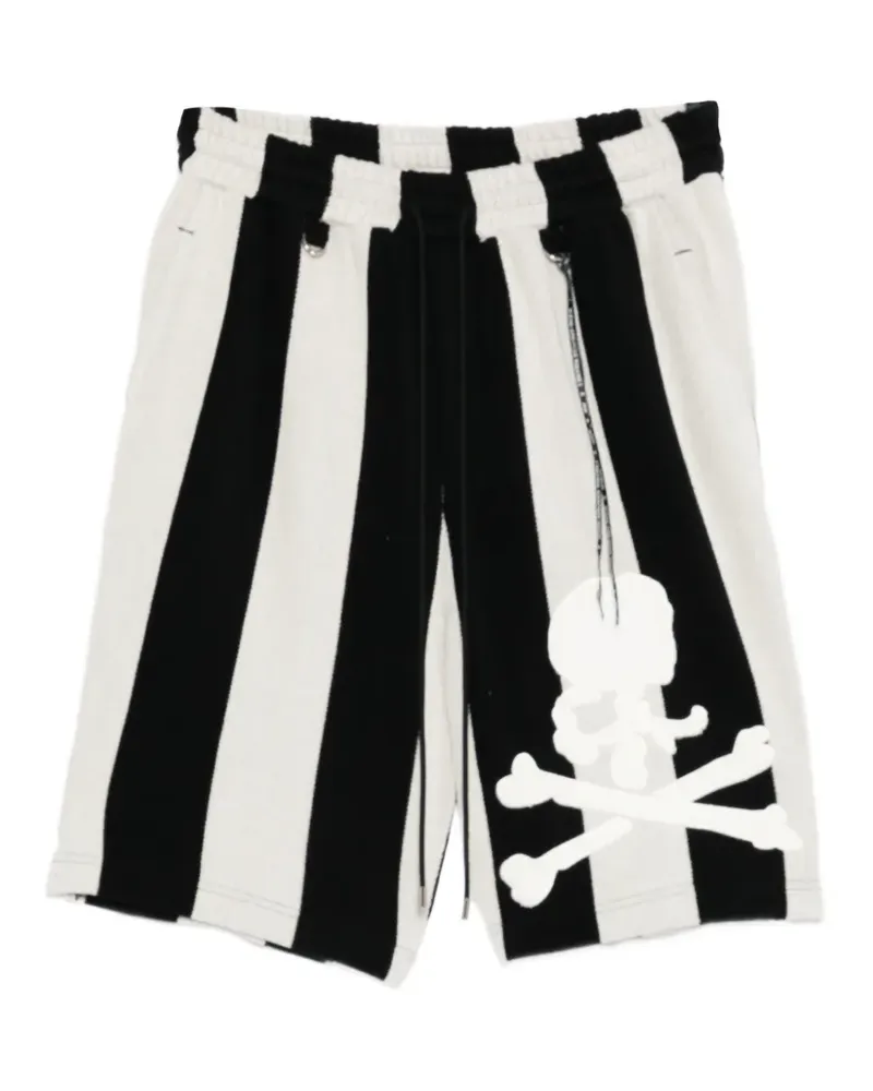 Mastermind World skull-patch striped shorts - Schwarz Schwarz