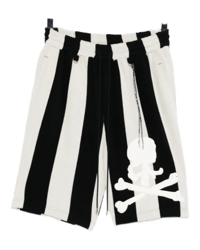 Mastermind World skull-patch striped shorts - Schwarz Schwarz