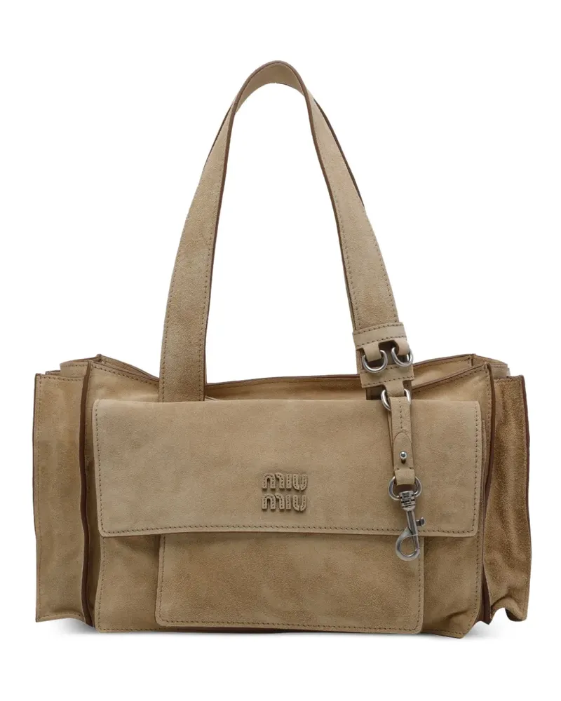 Miu Miu suede Utilitaire shoulder bag - Nude Nude