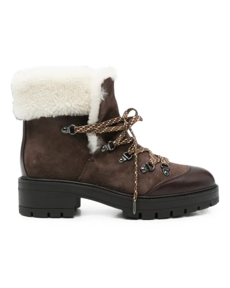 Aquazzura Val d'Isere Stiefeletten mit Shearling-Besatz - Braun Braun