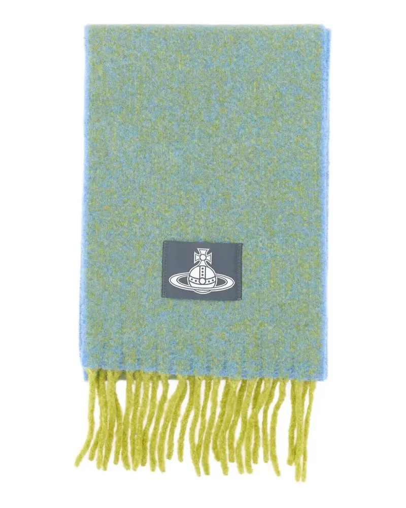Vivienne Westwood Orb-patch chunky-knit scarf - Blau Blau