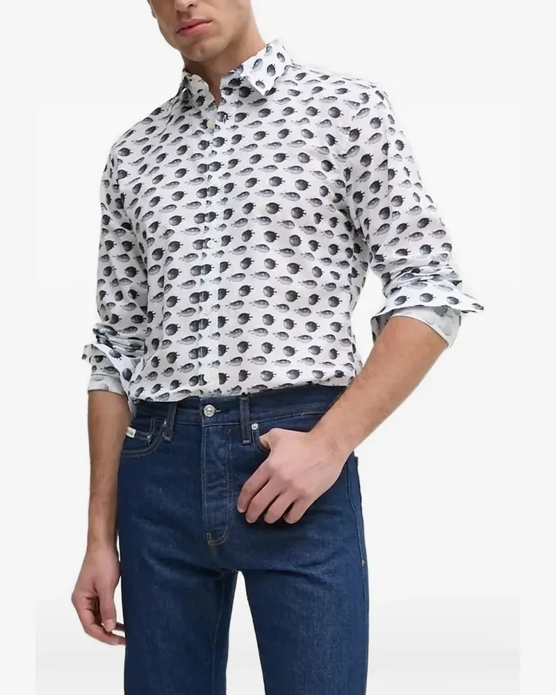 JOOP! Hemd mit Pufffisch-Print - Weiß Weiß