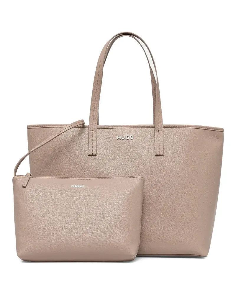 HUGO BOSS Tote Bag mit Logo-Schriftzug - Nude Nude