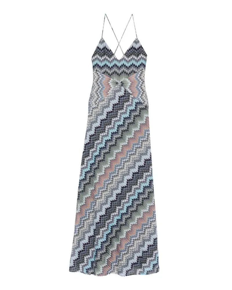 Missoni Maxikleid mit Zickzackriemen - Grau Grau