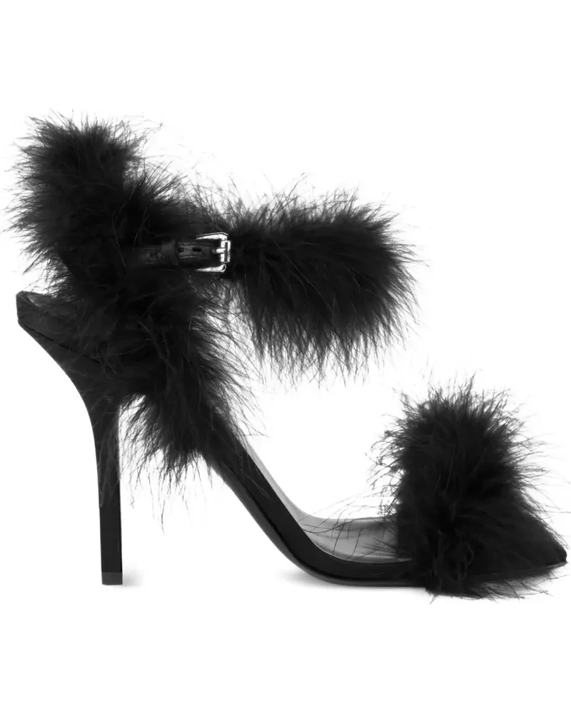 Moschino Sandalen mit Federn 100mm - Schwarz Schwarz