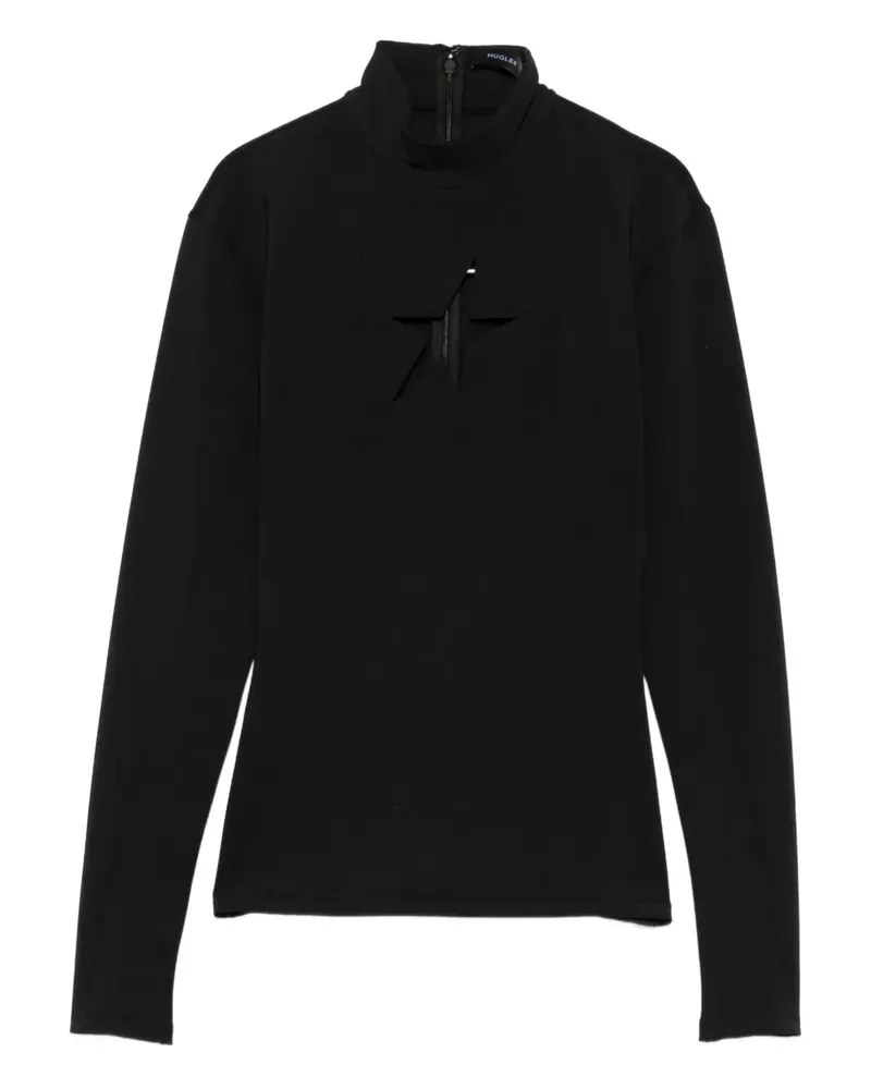 Thierry Mugler Langarmshirt mit Stehkragen - Schwarz Schwarz