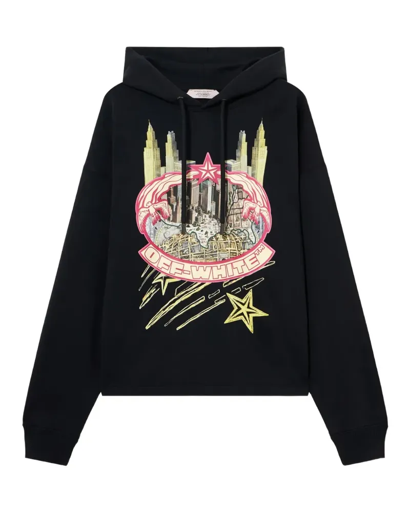 OFF-WHITE Big Frame World graphic-print hoodie - Schwarz Schwarz