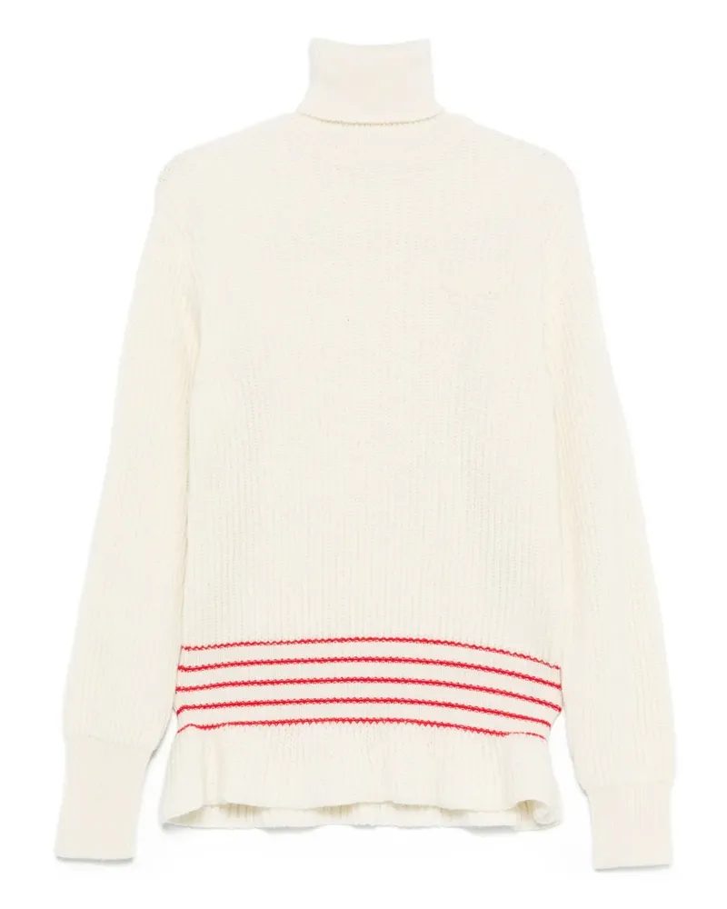 Chloé Gerippter Rollkragenpullover mit Streifendetail - Nude Nude