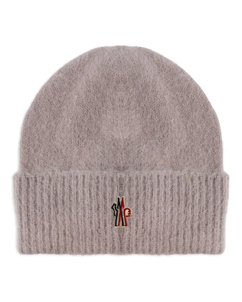 Moncler Gerippte Mütze mit Logo - Violett Violett