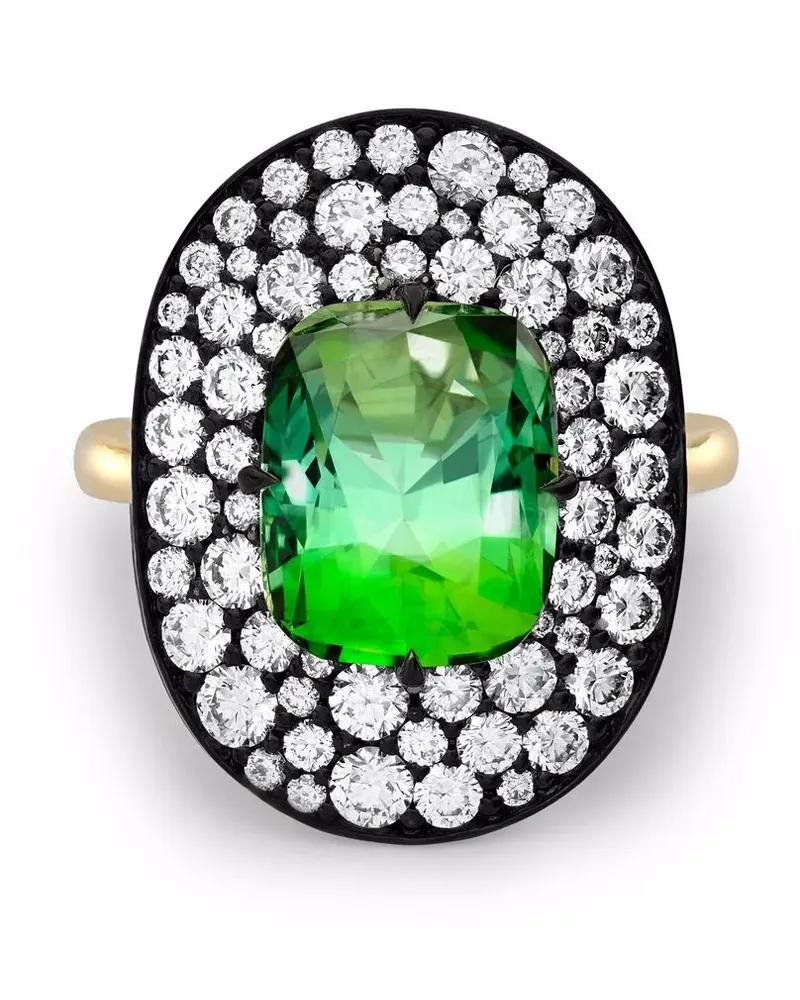 Pragnell 18kt Snowstorm Goldring mit Turmalin und Diamanten Gold