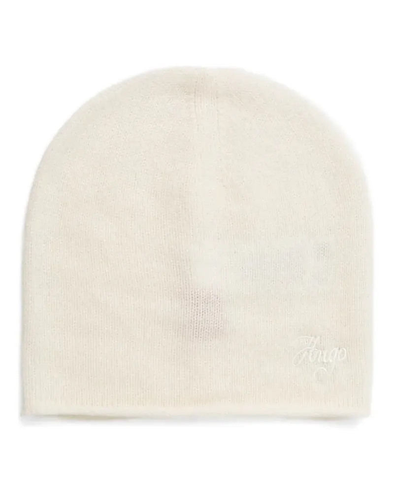 HUGO BOSS embroidered-logo beanie hat - Nude Nude