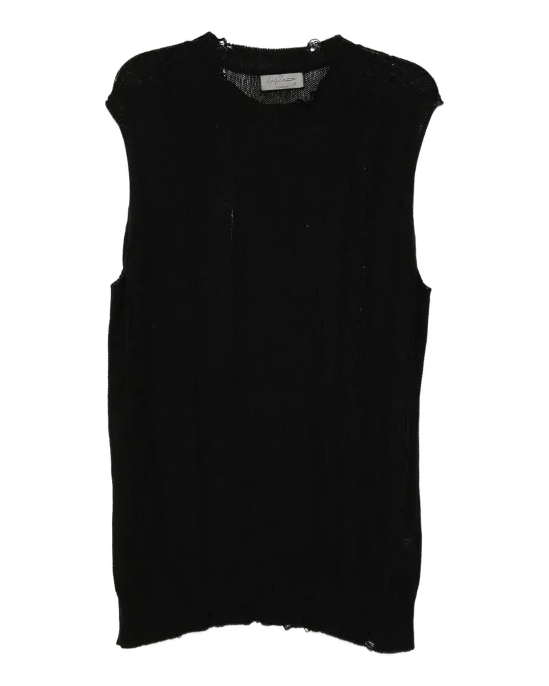 Yohji Yamamoto rope-pattern distressed vest - Schwarz Schwarz