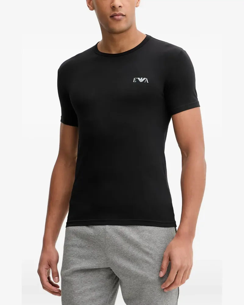 Emporio Armani Set aus zwei Jersey-T-Shirts mit plakativem Monogramm-Logo - Schwarz Schwarz