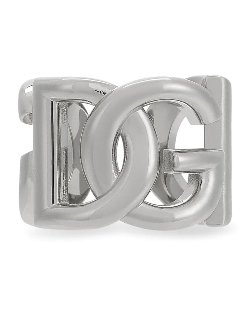 Dolce & Gabbana Breiter Ring mit Logo - Silber Silber