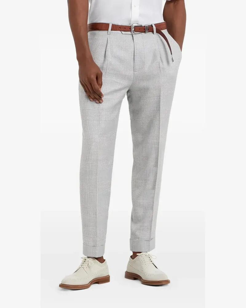 Brunello Cucinelli Karierte Hose mit Falten - Grau Grau