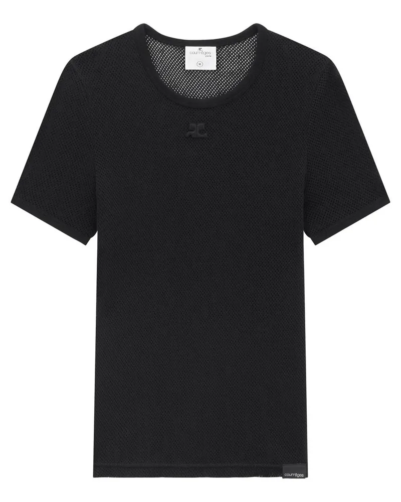 Courrèges T-Shirt aus Mesh - Schwarz Schwarz