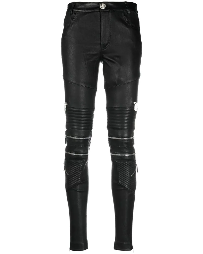 Philipp Plein Skinny-Hose aus Lammleder - Schwarz Schwarz
