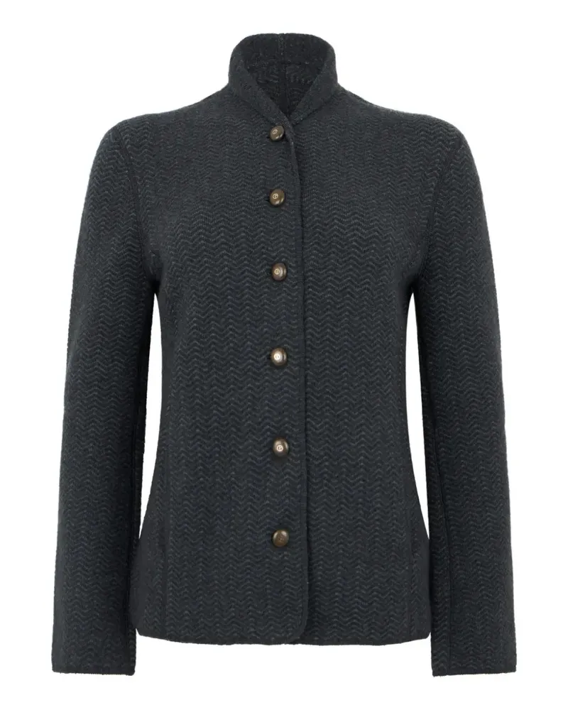 Giorgio Armani chevron-knit button-up blazer - Grau Grau