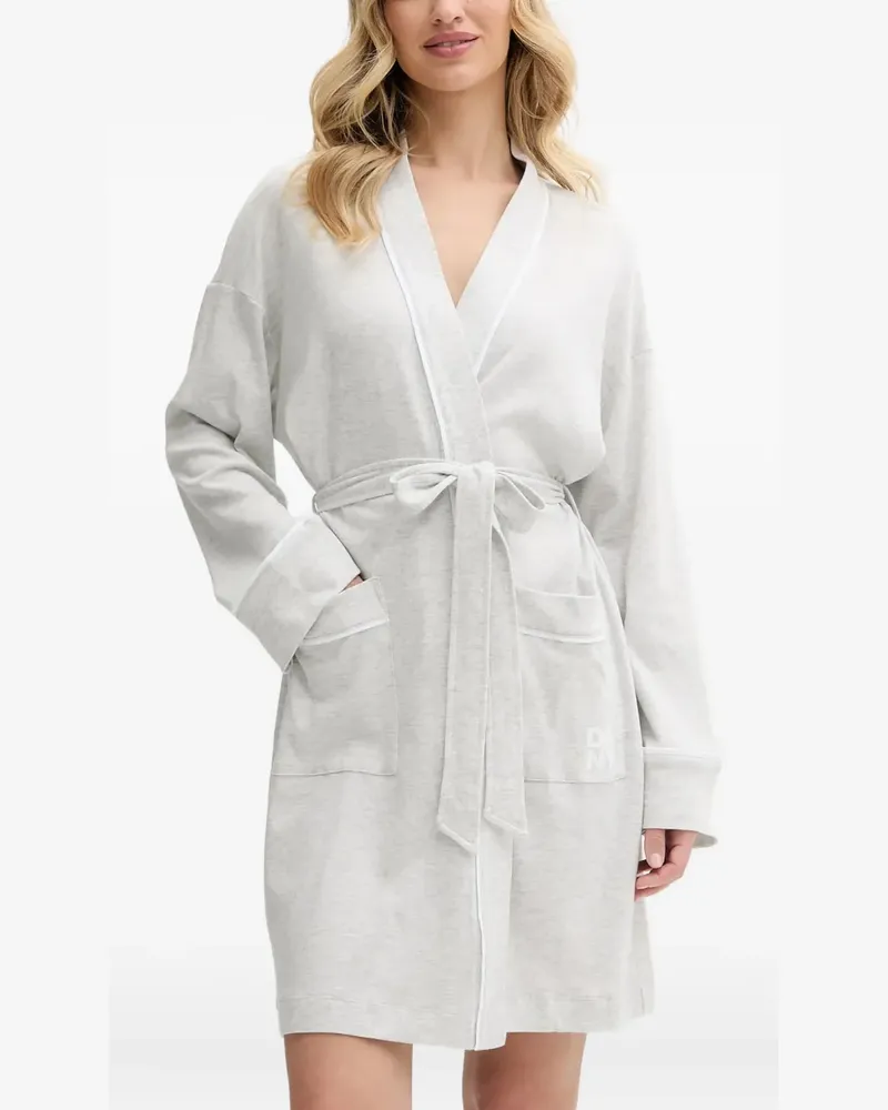 DKNY piping-detail belted robe - Grau Grau