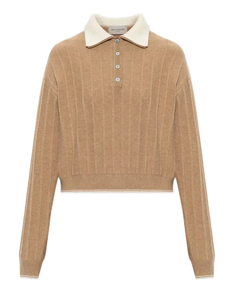 Paul & Shark ribbed-knit polo top - Nude Nude