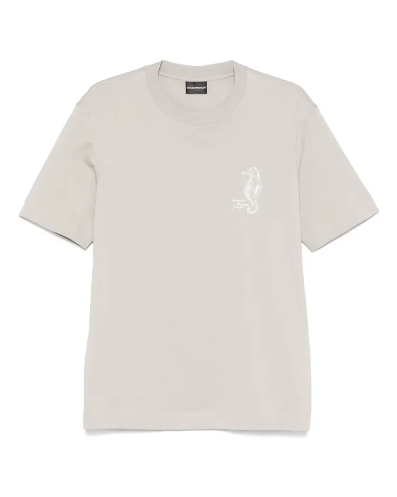 Emporio Armani T-Shirt mit Logo-Stickerei - Grau Grau
