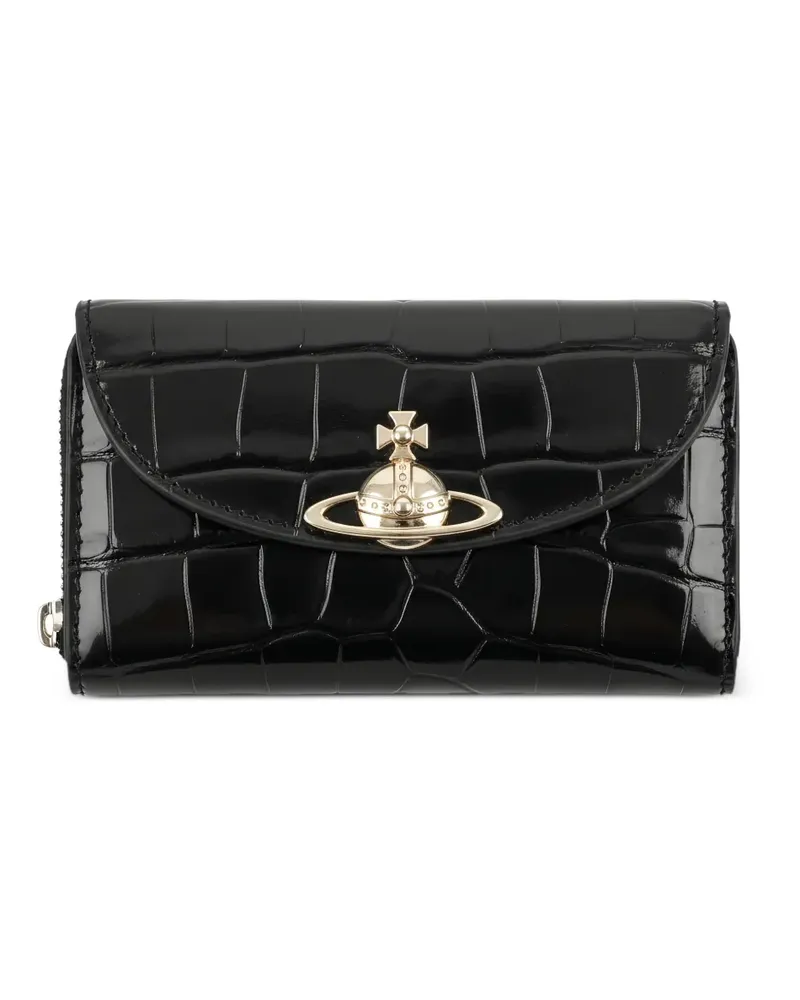 Vivienne Westwood Orb croc-effect wallet - Schwarz Schwarz