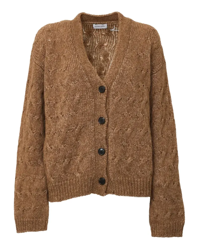 Scaglione Cardigan mit Zopfmuster - Braun Braun