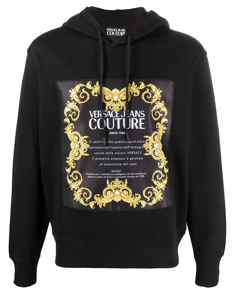 Versace Jeans Hoodie mit Barock-Print - Schwarz Schwarz