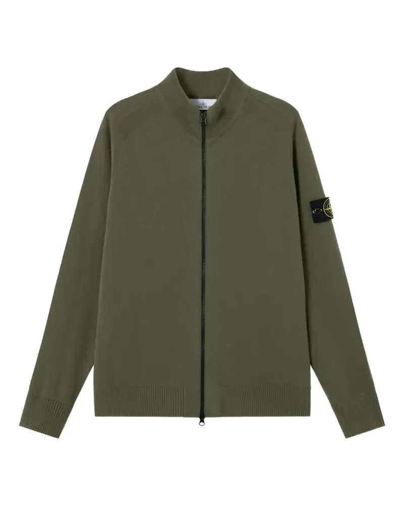 Stone Island logo-badge zip-fastening cardigan - Grün Grün