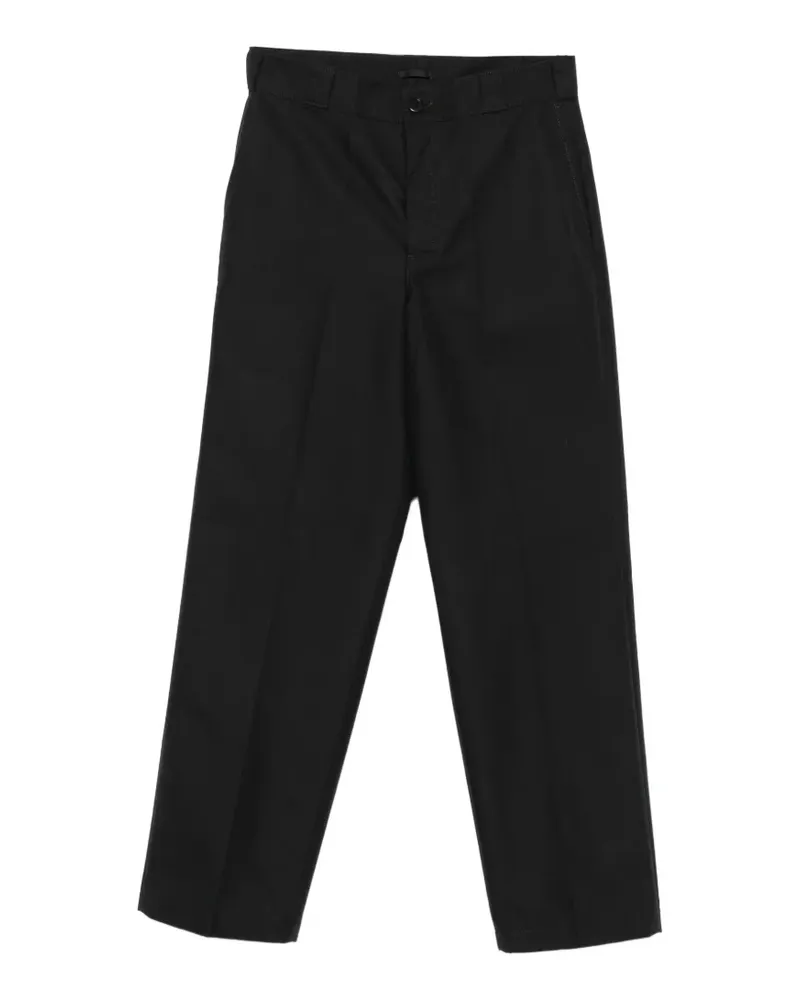 Prada pressed-crease logo-plaque trousers - Schwarz Schwarz