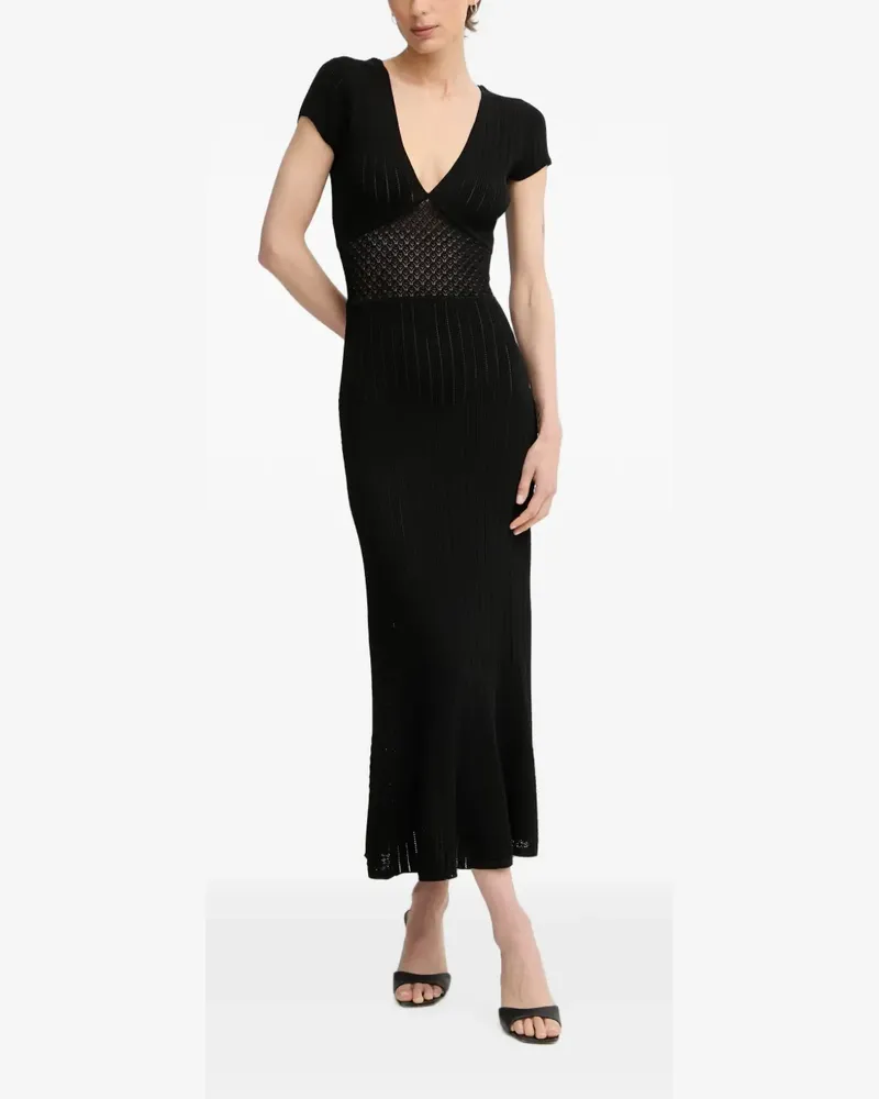 Guess Geripptes Kleid aus Häkelstrick - Schwarz Schwarz
