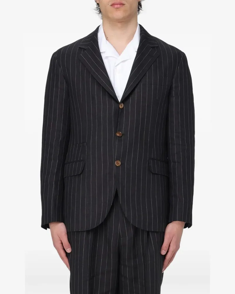 Brunello Cucinelli pinstripe-pattern blazer - Schwarz Schwarz