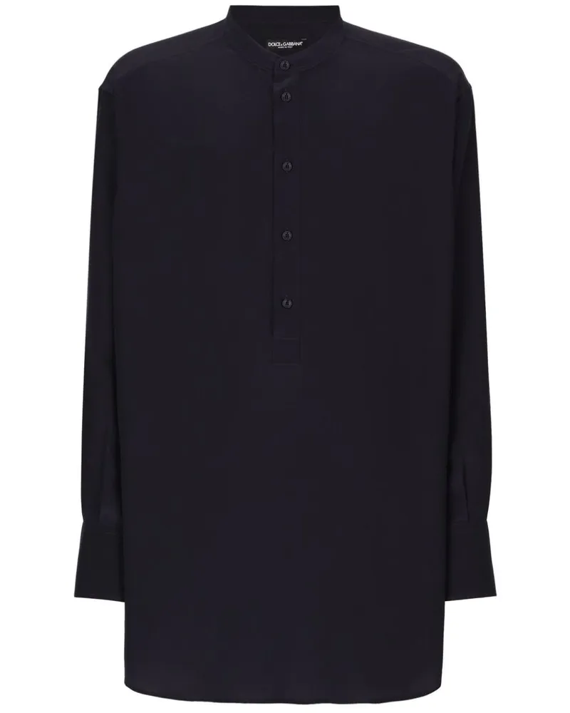 Dolce & Gabbana Hemd aus Seide mit Stehkragen - Schwarz Schwarz